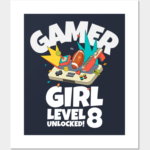 Gamer Girl Level 8 Unlocked! Wall Art by Issho Ni